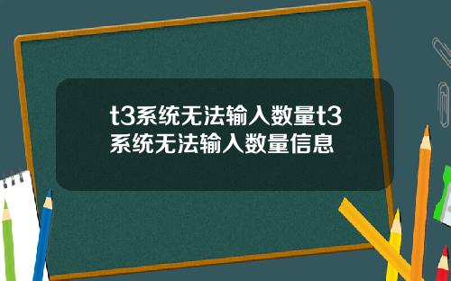 t3系统无法输入数量t3系统无法输入数量信息