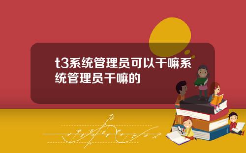 t3系统管理员可以干嘛系统管理员干嘛的