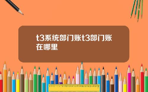 t3系统部门账t3部门账在哪里