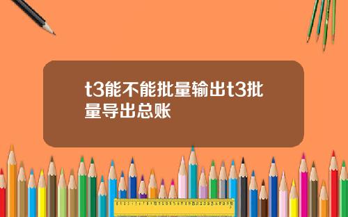 t3能不能批量输出t3批量导出总账