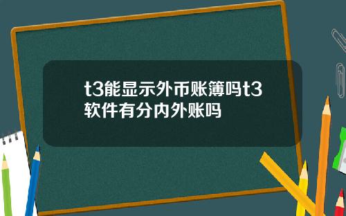 t3能显示外币账簿吗t3软件有分内外账吗