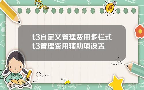 t3自定义管理费用多栏式t3管理费用辅助项设置