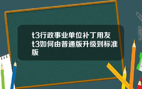 t3行政事业单位补丁用友t3如何由普通版升级到标准版