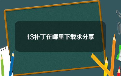 t3补丁在哪里下载求分享