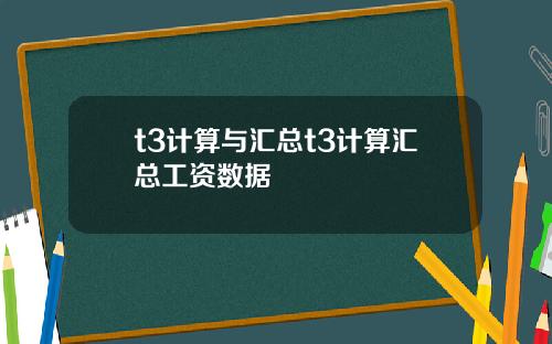 t3计算与汇总t3计算汇总工资数据