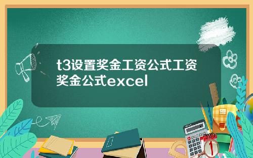 t3设置奖金工资公式工资奖金公式excel