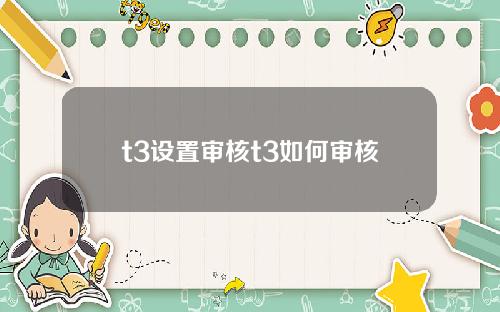 t3设置审核t3如何审核
