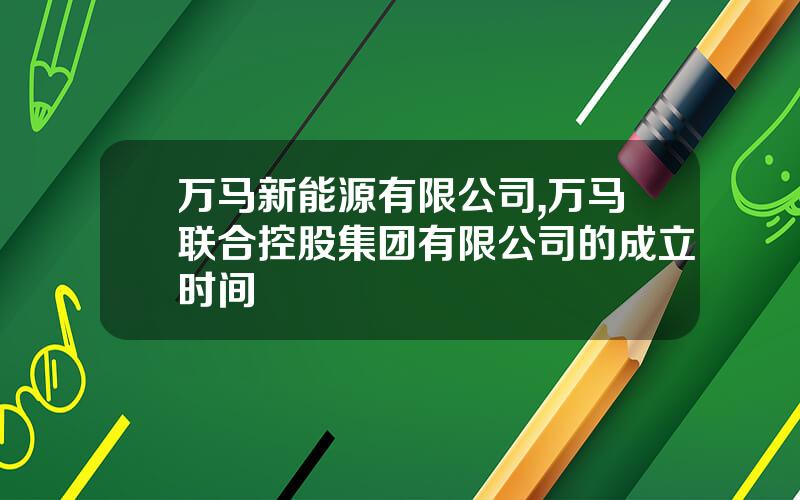 万马新能源有限公司,万马联合控股集团有限公司的成立时间