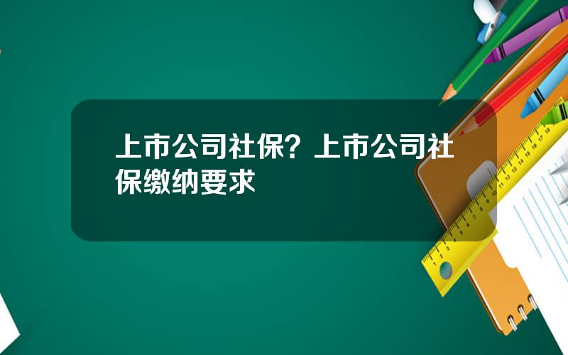 上市公司社保？上市公司社保缴纳要求