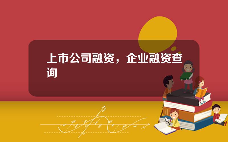 上市公司融资，企业融资查询