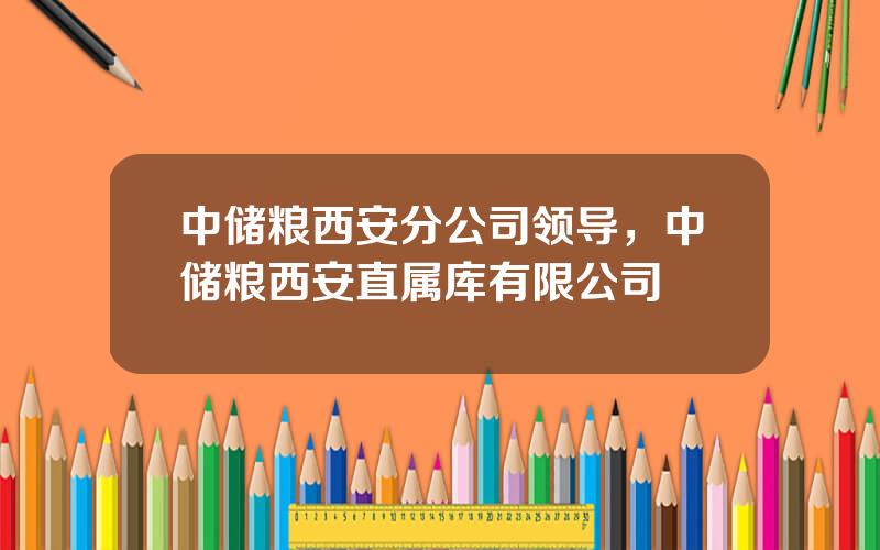 中储粮西安分公司领导，中储粮西安直属库有限公司