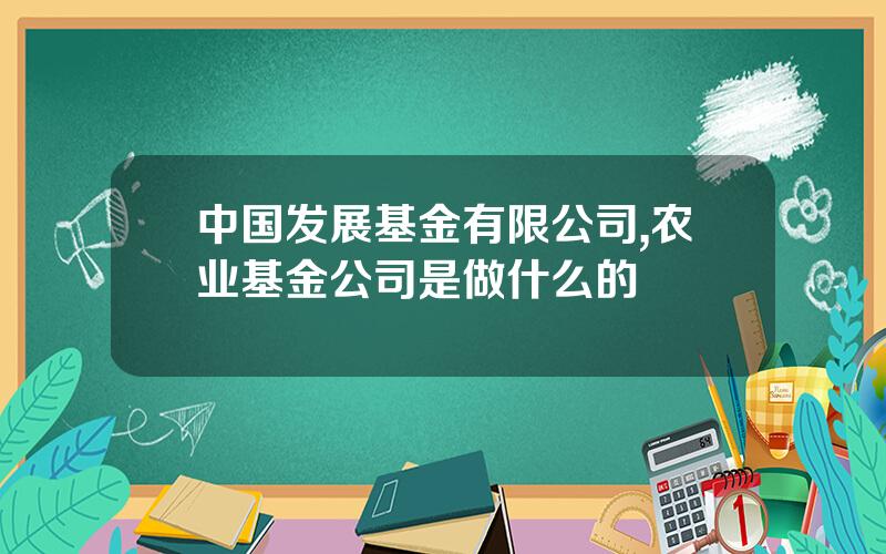 中国发展基金有限公司,农业基金公司是做什么的