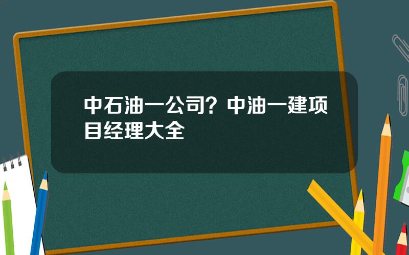 中石油一公司？中油一建项目经理大全