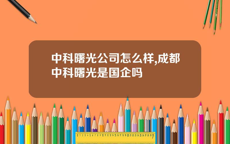 中科曙光公司怎么样,成都中科曙光是国企吗