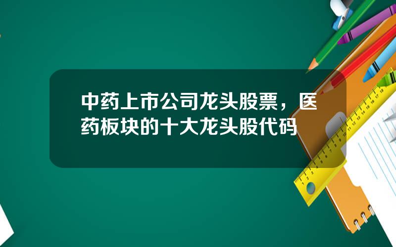 中药上市公司龙头股票，医药板块的十大龙头股代码