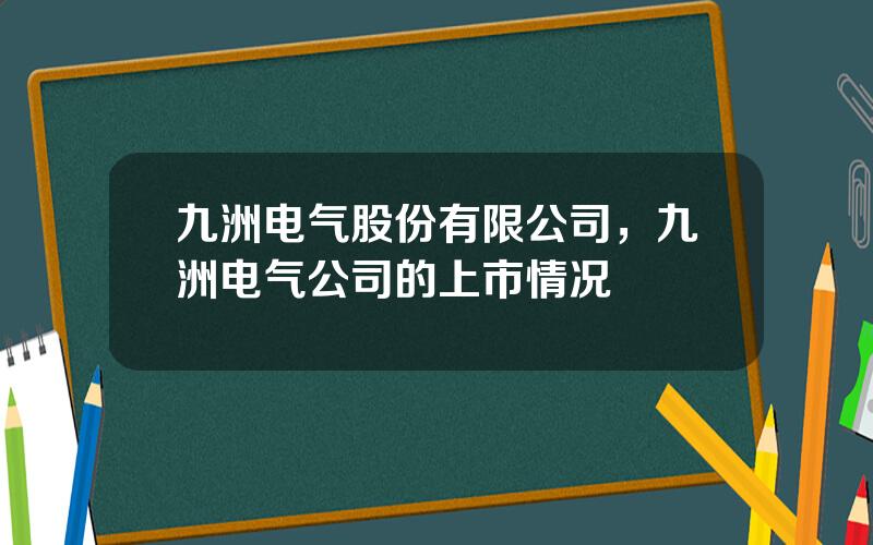 九洲电气股份有限公司，九洲电气公司的上市情况