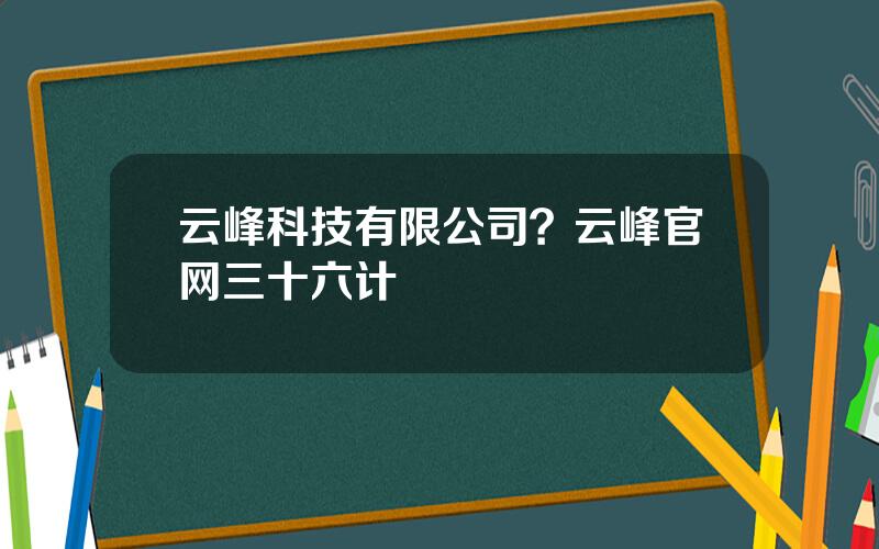云峰科技有限公司？云峰官网三十六计