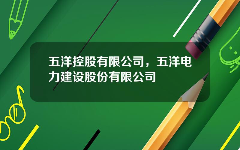五洋控股有限公司，五洋电力建设股份有限公司