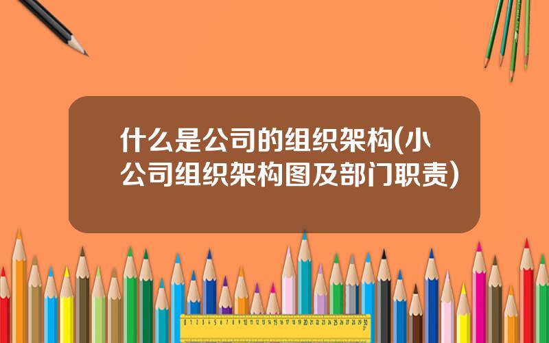 什么是公司的组织架构(小公司组织架构图及部门职责)