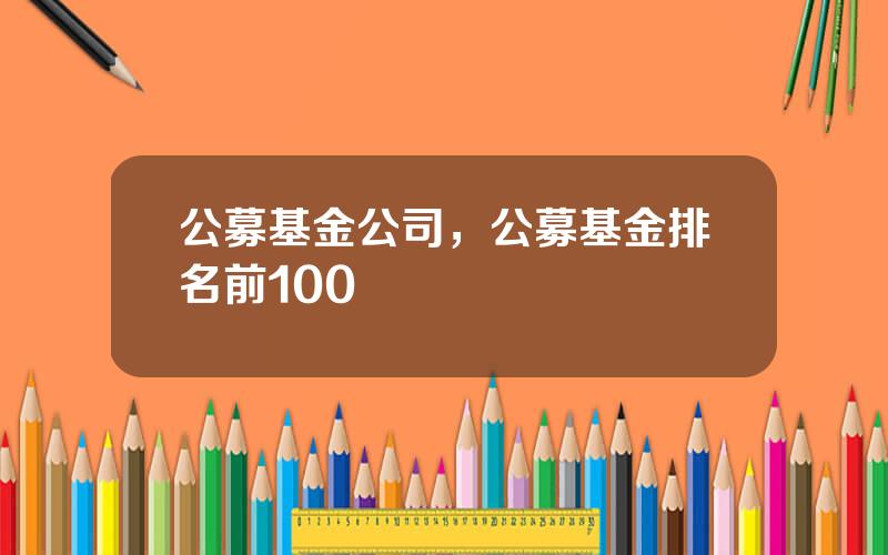 公募基金公司，公募基金排名前100