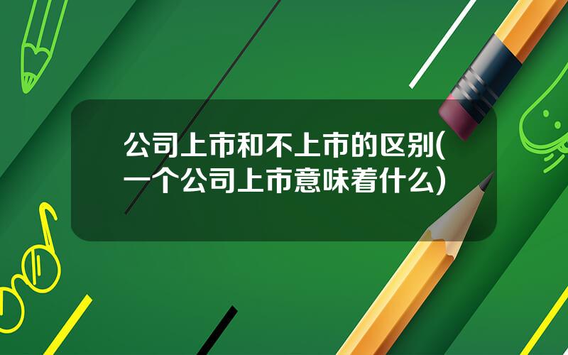 公司上市和不上市的区别(一个公司上市意味着什么)
