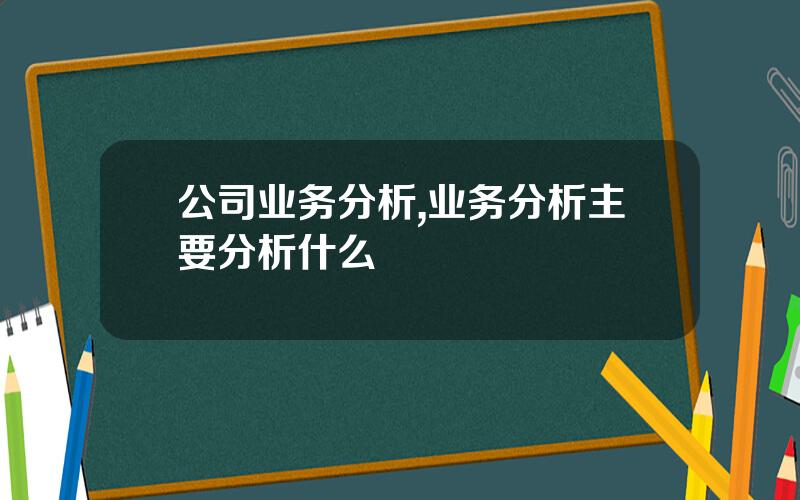 公司业务分析,业务分析主要分析什么
