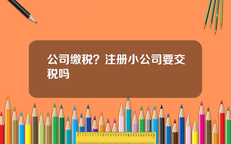 公司缴税？注册小公司要交税吗
