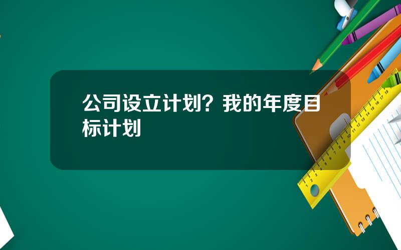 公司设立计划？我的年度目标计划