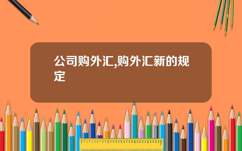 公司购外汇,购外汇新的规定