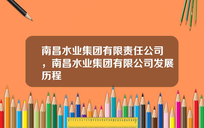 南昌水业集团有限责任公司，南昌水业集团有限公司发展历程