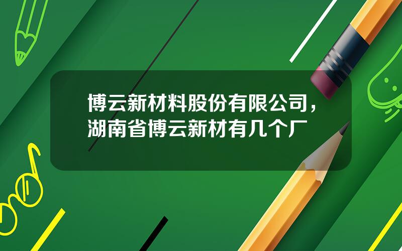 博云新材料股份有限公司，湖南省博云新材有几个厂