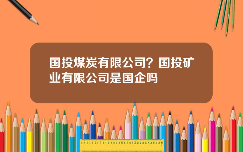 国投煤炭有限公司？国投矿业有限公司是国企吗