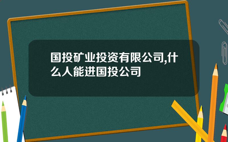 国投矿业投资有限公司,什么人能进国投公司