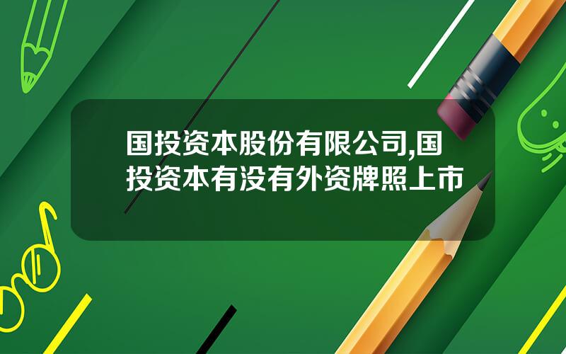 国投资本股份有限公司,国投资本有没有外资牌照上市