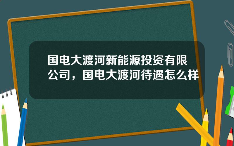 国电大渡河新能源投资有限公司，国电大渡河待遇怎么样