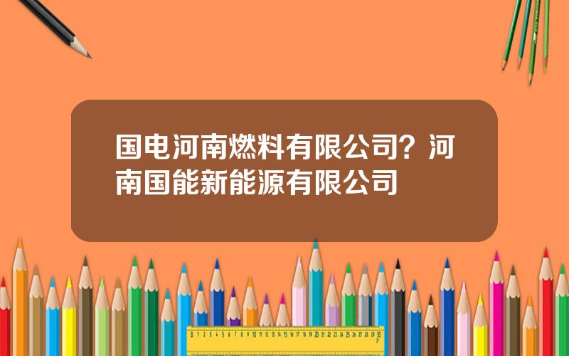 国电河南燃料有限公司？河南国能新能源有限公司