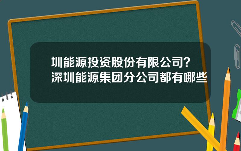 圳能源投资股份有限公司？深圳能源集团分公司都有哪些