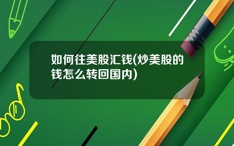 如何往美股汇钱(炒美股的钱怎么转回国内)