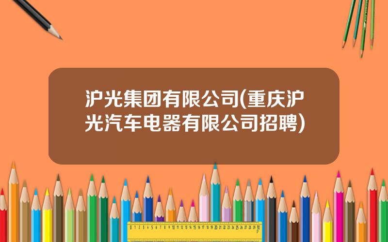 沪光集团有限公司(重庆沪光汽车电器有限公司招聘)